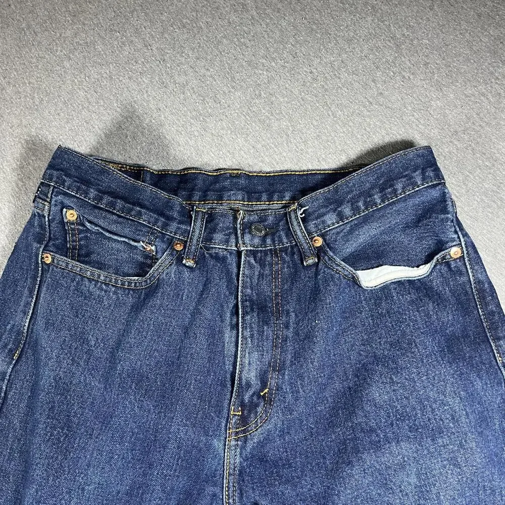 Levi's 505 Regular Fit Men’s 34 x 29 Blue Denim Dark Wash Jeans W34 L32 Pants - Picture 2 of 7